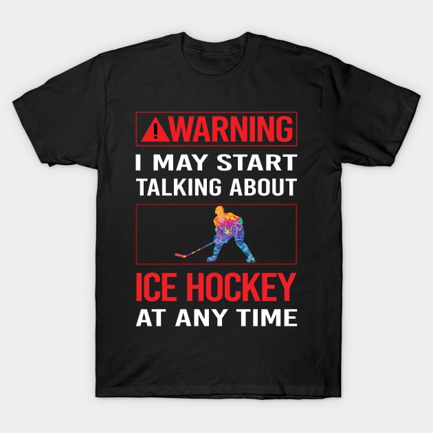 Red Warning Ice Hockey T-Shirt by Happy Life